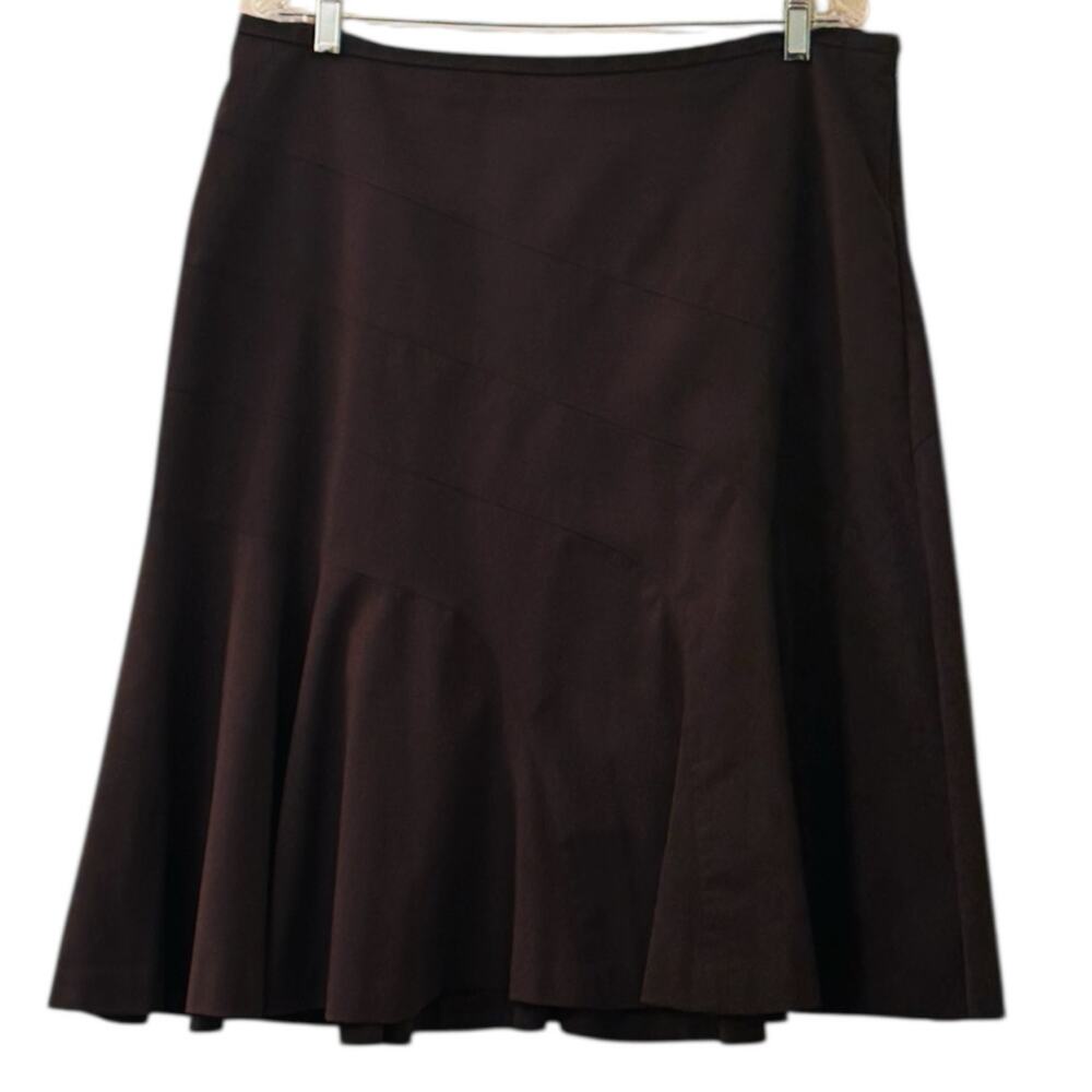 East 5th Brown Flared Fluted Skirt Size 16